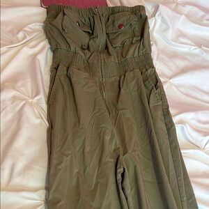 Fashion Nova Green Strapless Jumpsuit with Sweetheart Neckline